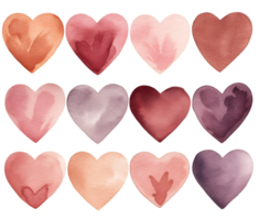 sonrojo neutrales corazones acuarela clipart ai generado png