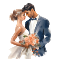 Wedding Day Bride and Groom Watercolor Clipart png