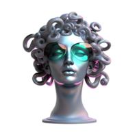 onda de vapor medusa estatua busto Años 80 clipart ai generado png