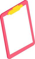 Isometric icon of blank clipboard in pink color. vector
