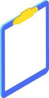 Isolated blue clipboard in 3d style. vector