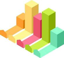 3D colorful bar graph with five different levels. vector