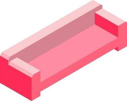 Isolated sofa isometric icon in pink color. vector