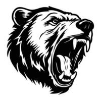 feroz oso, enojado oso cara lado, oso mascota logo, oso negro y blanco animal símbolo diseño. vector