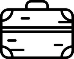 Briefcase icon in black line art. vector