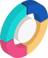 Isometric illustration of colorful pie chart. vector