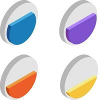 3D illustration of pie chart collection in different color. vector
