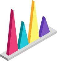 Colorful triangle bar graph in 3d style. vector