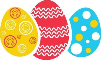 Three colorful decorated Easter eggs. vector