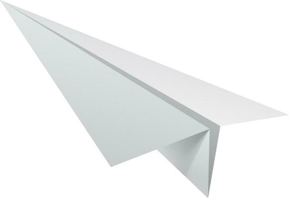 Paper plane on white background.