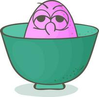 Cartoon Easter Egg in bowl. vector