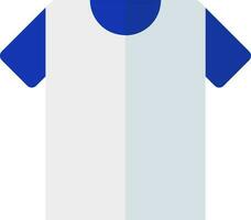 Blue and white t-shirt icon in flat style. vector