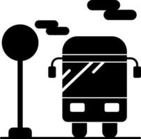 Bus stop icon in Black and White color. vector