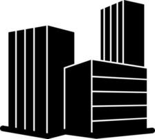 negro y blanco edificio icono en plano estilo. vector