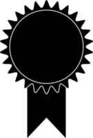 blanco medalla icono en negro y blanco color. vector
