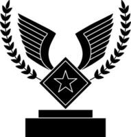 Laurel wreath decorated Black and White wings trophy award. vector