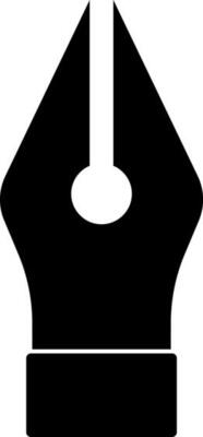 Black and White icon of fountain pen for writing purpose.