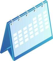 3D illustration of calendar in blue color. vector