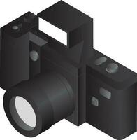 Isometric digital camera in black color. vector