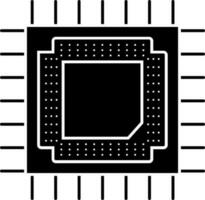 plano estilo chip icono en negro y blanco color. vector