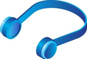 Realistic headphone in blue color on white background. vector