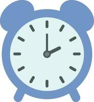 Blue color alarm clock in flat style. vector