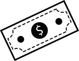 plano estilo dólar dinero icono en negro color. vector