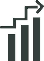 Flat style bar chart icon in black color. vector