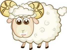 Standing funny sheep in flat style. vector