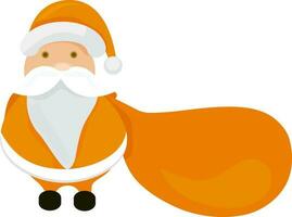 Character of santa claus holding bag. vector