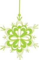 Hanging green and white snowflake. vector