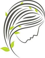Woman face with green leaves. vector
