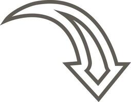 Flat style down arrow in gray outline. vector