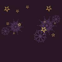 Stars, snowflake on purple background. vector