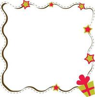 Blank frame decorated with gift box and stars. vector