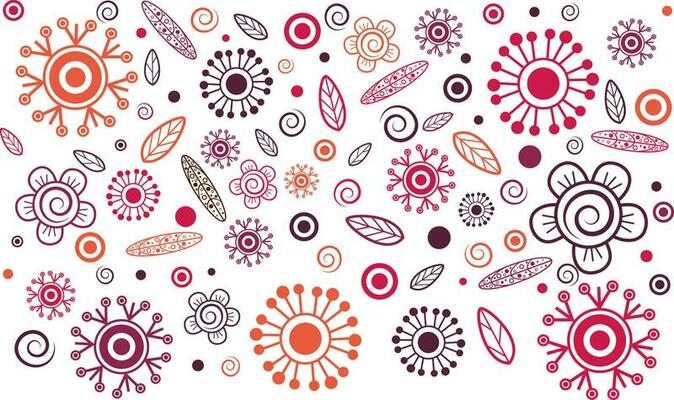 Hand drawn abstract floral elements.