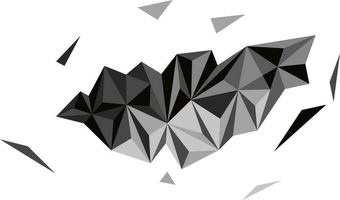 Grey abstract low poly or polygonal shape.