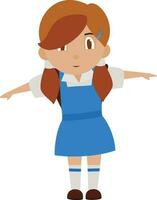 dibujos animados personaje de niña en colegio uniforme. vector