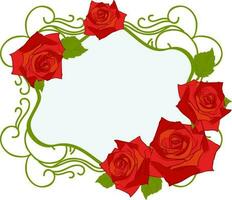 Ornamental Frame decorated with red roses. vector