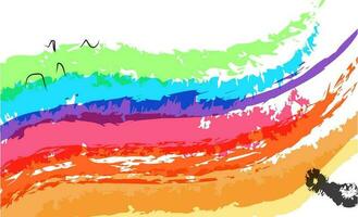 Hand drawn colorful abstract wavy stripe. vector