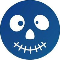 Isolated Scary emoticon in blue color. vector