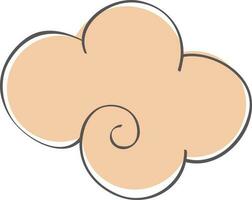 plano icono de nube en crema color. vector