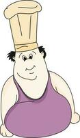 Character of big fat man wearing chef cap. vector