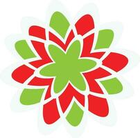 Red and green snowflake. vector