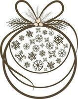 Snowflake decorated ball with ribbon. vector