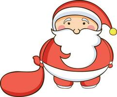 Santa claus holding gift bag. vector