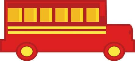 Red and yellow bus in flat style. vector