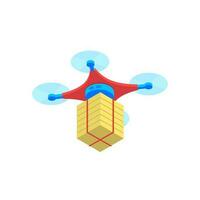 Illustration of drone with box for drone delivery concept. vector