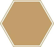 Hexagonal frame in brown color and flat style. vector