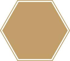 Hexagonal frame in brown color and flat style. vector